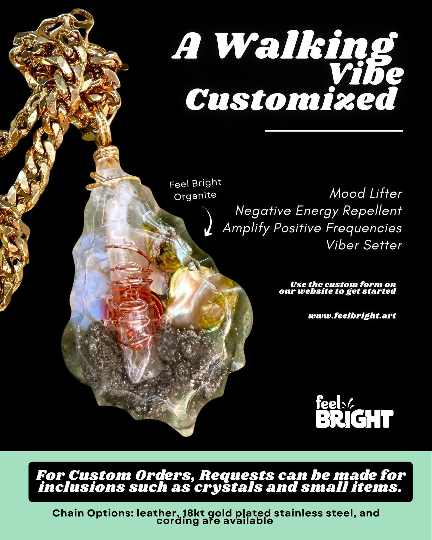 Feel Bright Orgonite Pendant – Custom Order