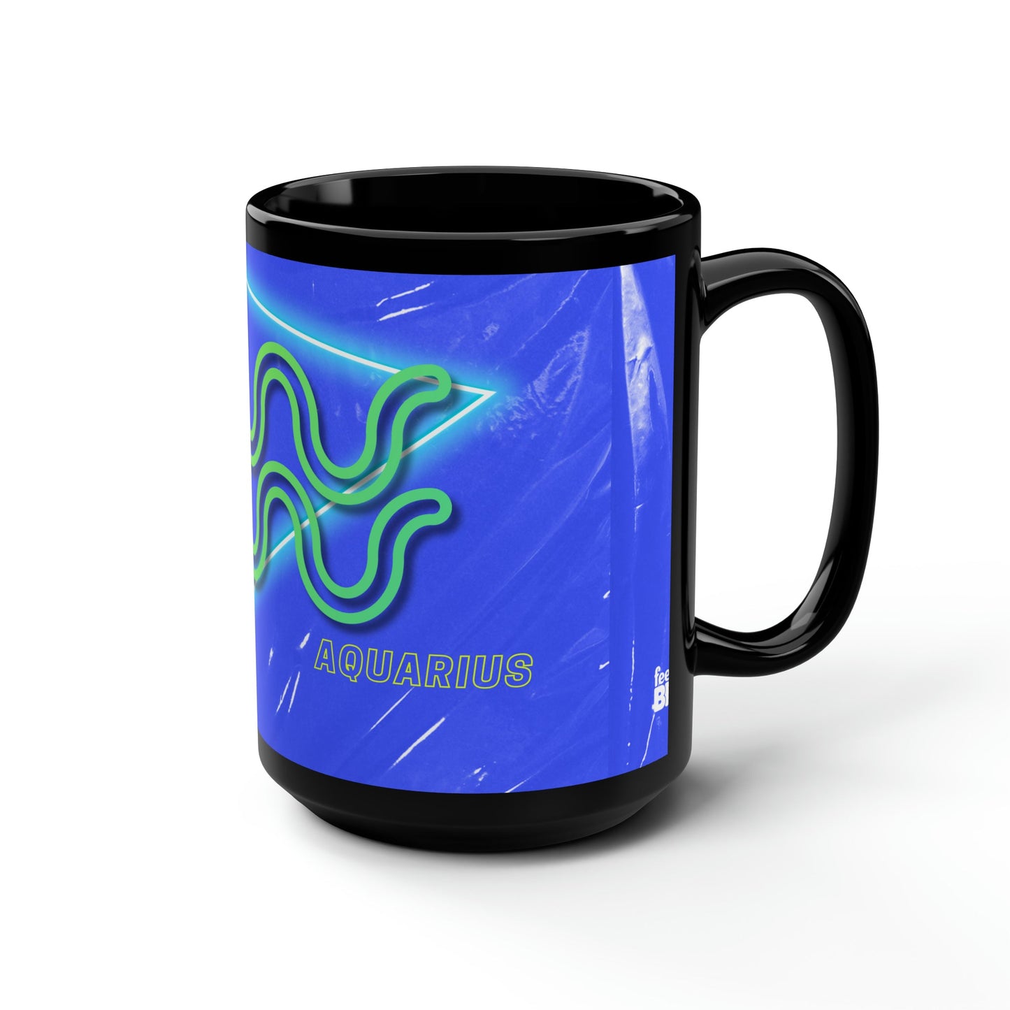 Aquarius Feel Bright Black Mug, 15oz
