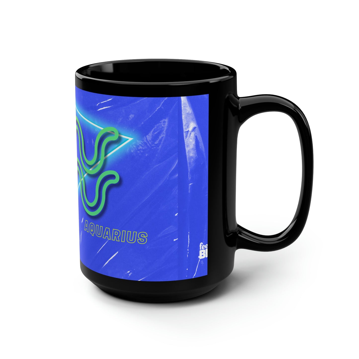 Aquarius Feel Bright Black Mug, 15oz