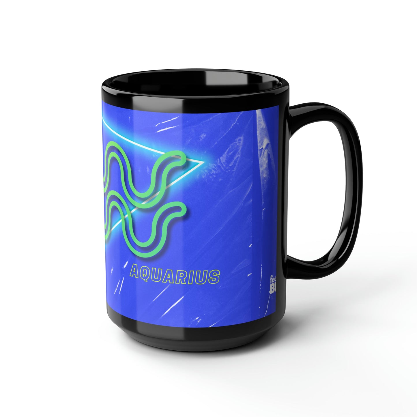Aquarius Feel Bright Black Mug, 15oz