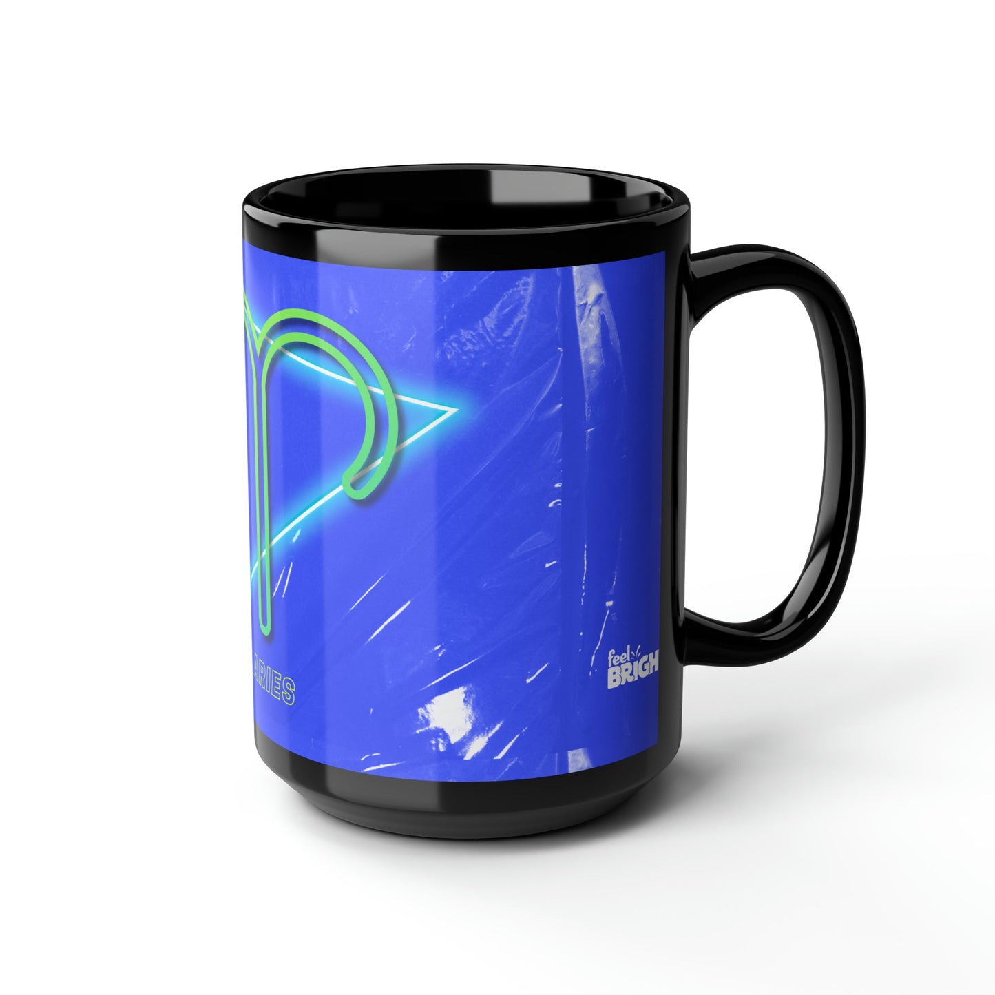 Aries Feel Bright Black Mug, 15oz