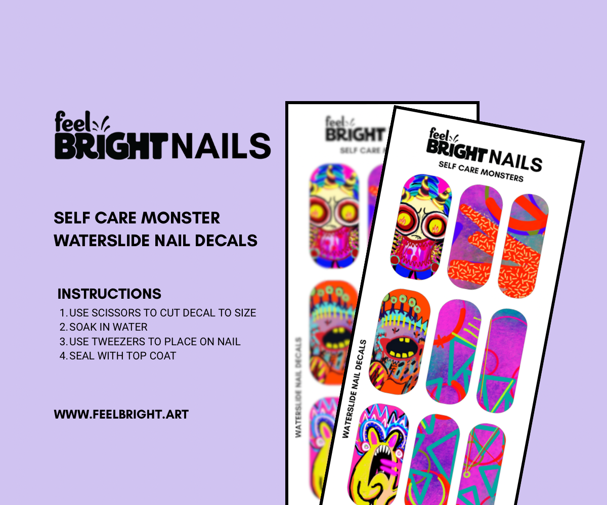 Self Care Monster Water Nail Decals