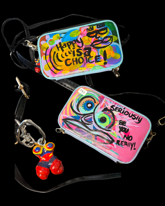 Happy Is A Choice Hand Painted Shoulder Bag