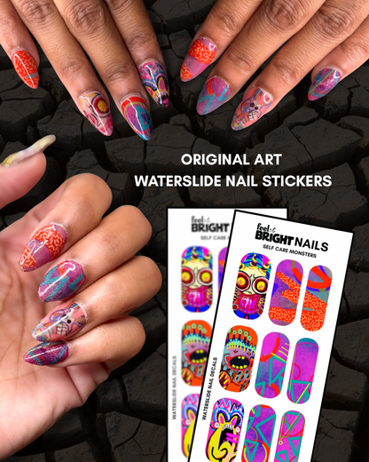 Self Care Monster Water Nail Decals