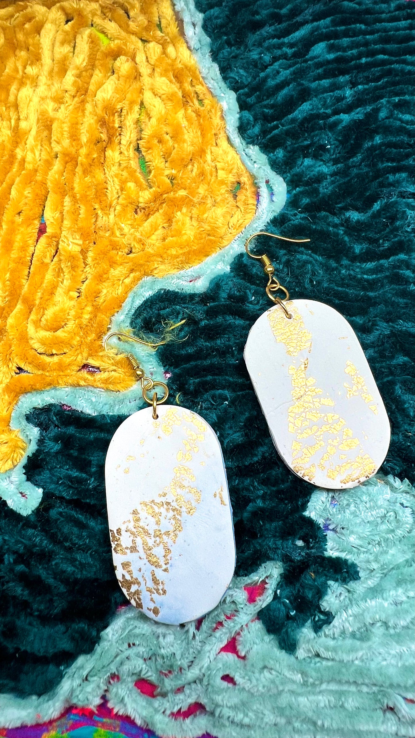 Marble Gold Clay Earrings