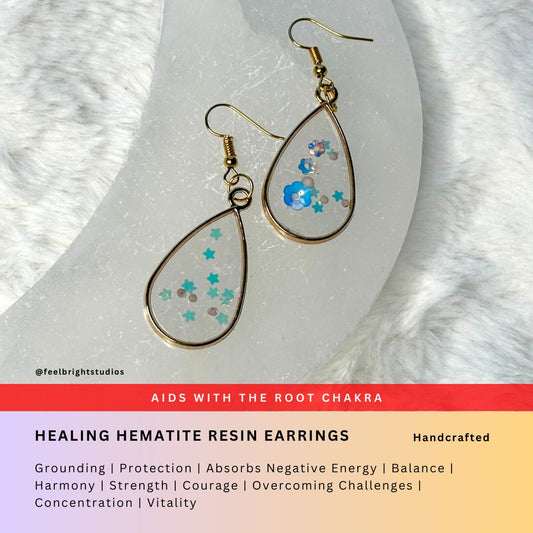 Healing Hematite Resin Earrings