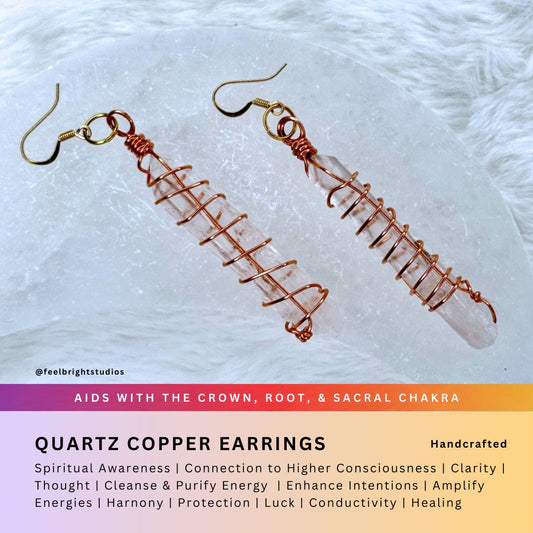 Healing Quartz + Copper Earrings